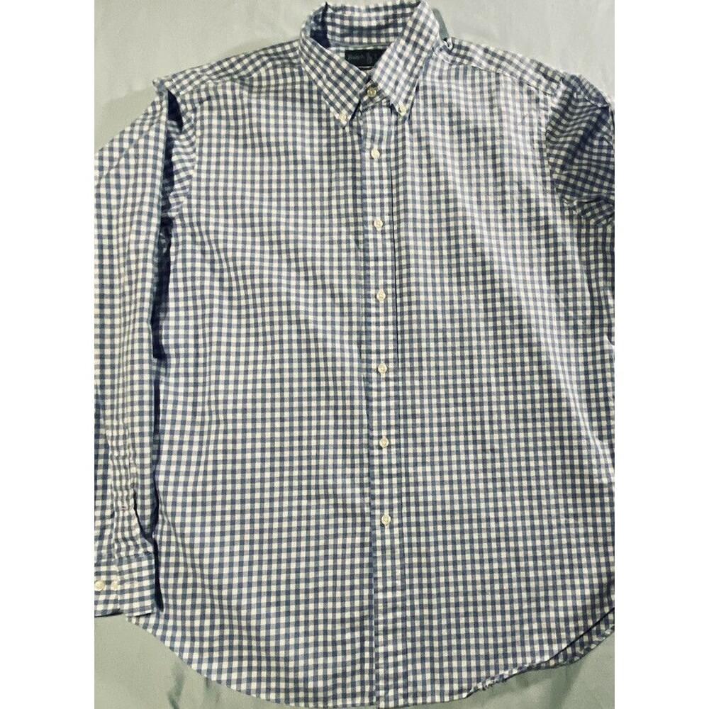 Ralph Lauren Mens Blue Check Classic Fit Button Down Long Sleeve Shirt Size L
